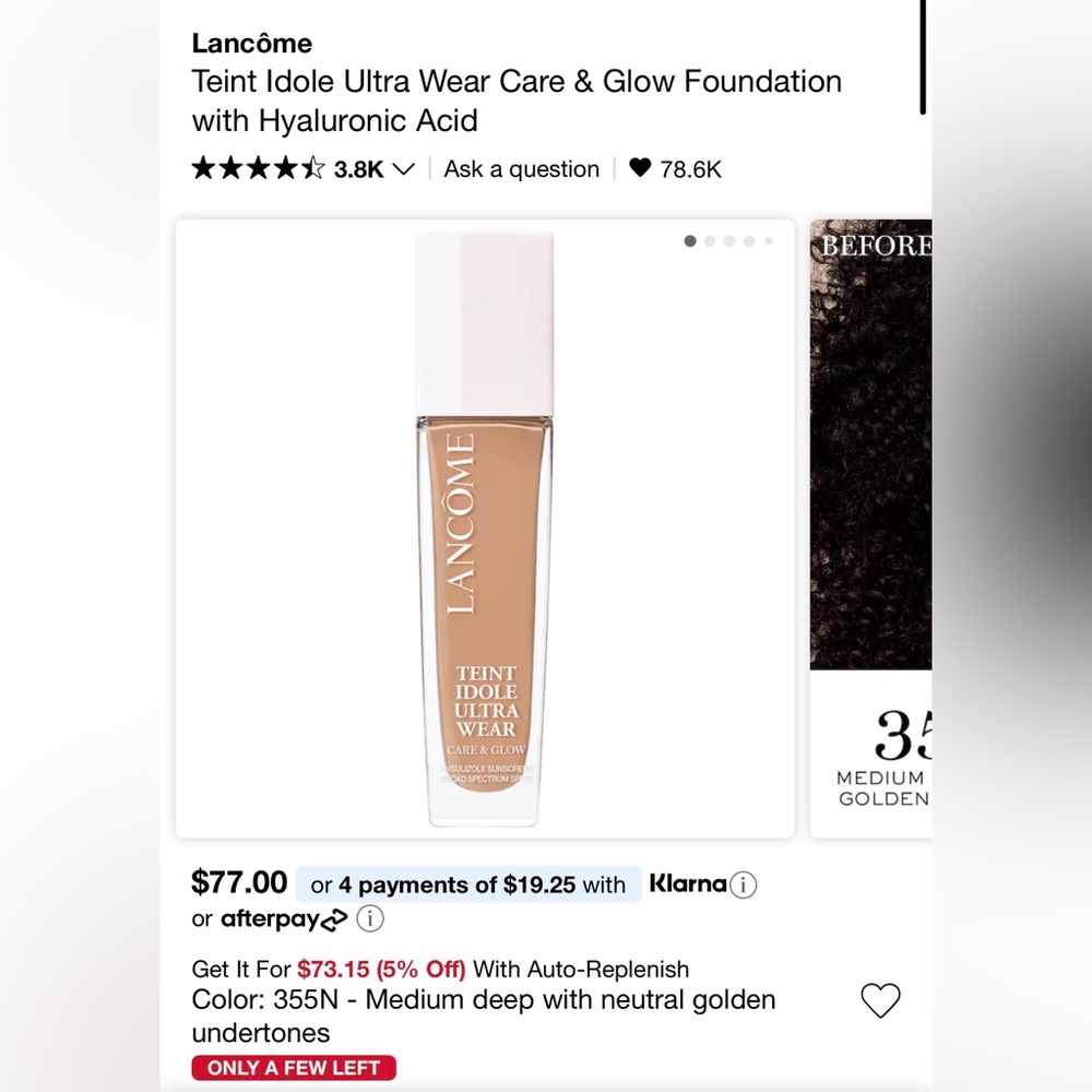 Lancome Teint Idole Ultra Wear Foundation - 355N
